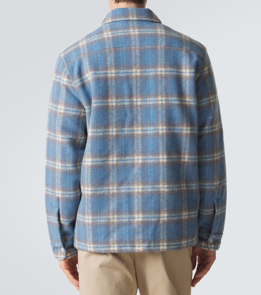 Plaid wool-blend flannel shirt