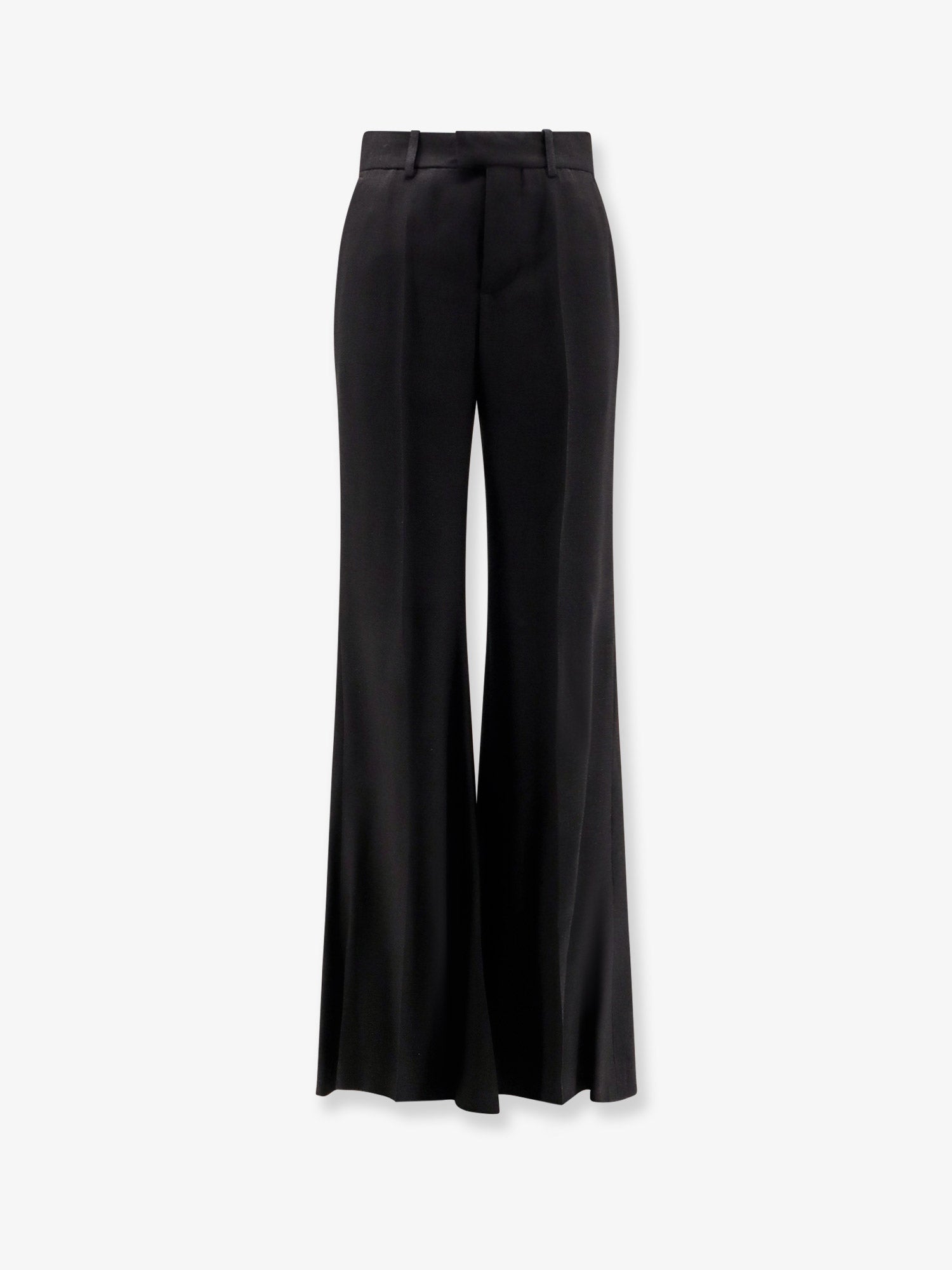 Fluid Viscose Flared Trousers — Black