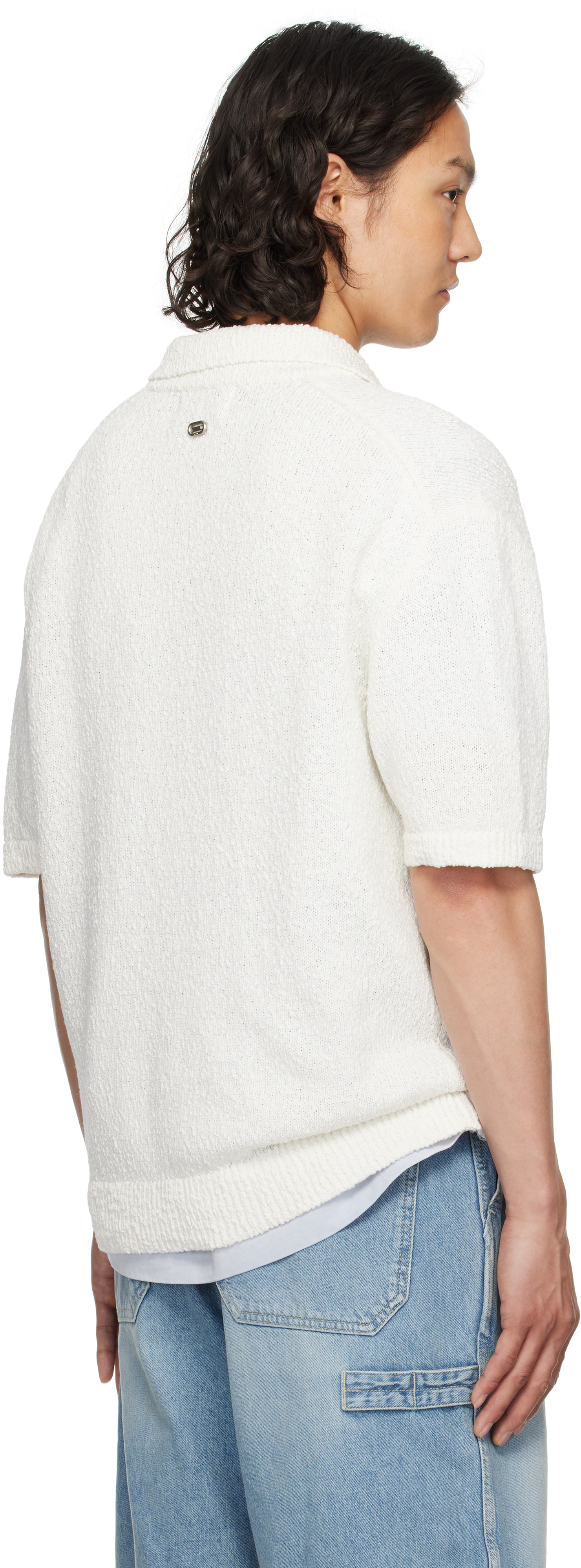 Solid Homme White Knit Polo