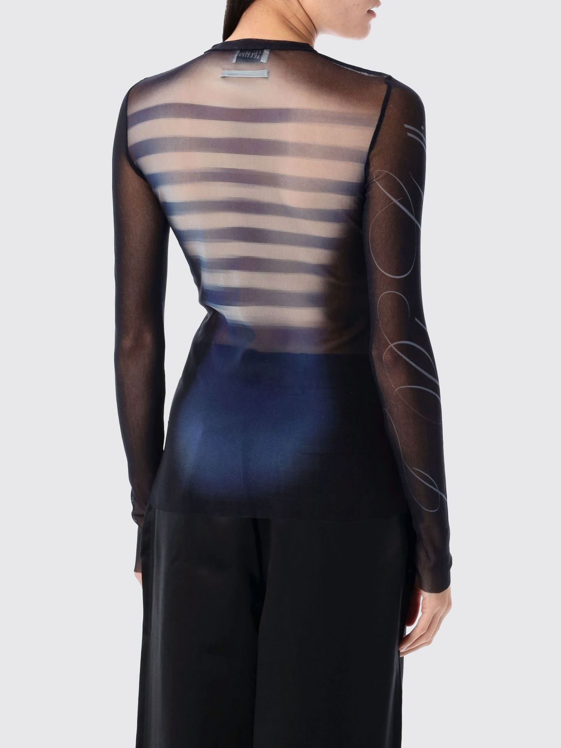 Le Male-print mesh top - Blue