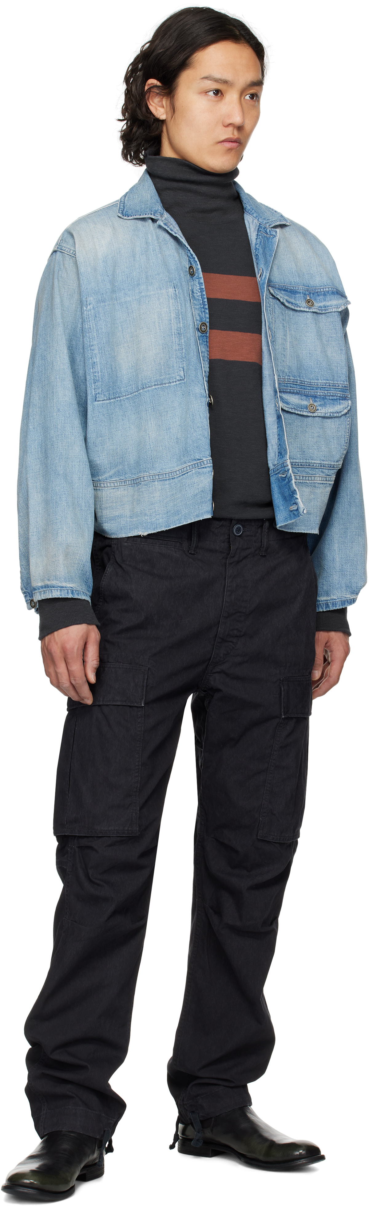 RRL Black Surplus Poplin Cargo Pant