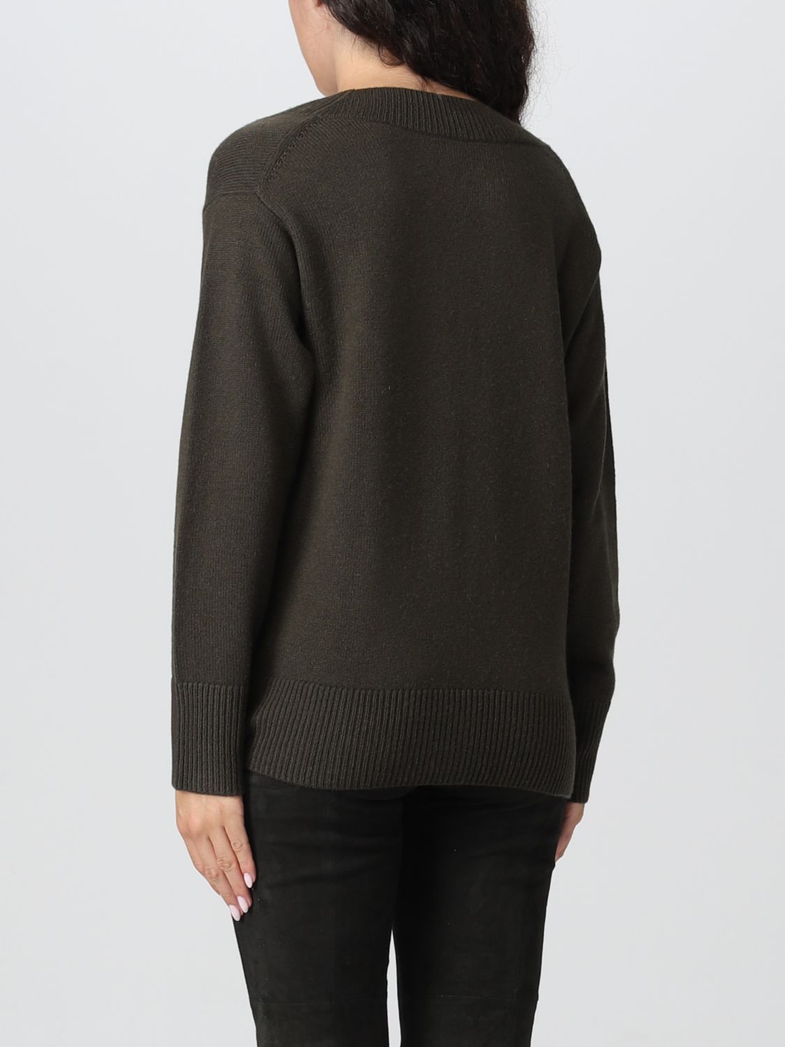V-neck draped-sleeve jumper
