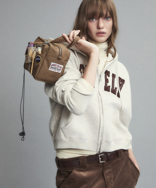 LONELY/LOVELY CROP HOODIE ZIP-UP OATMEAL