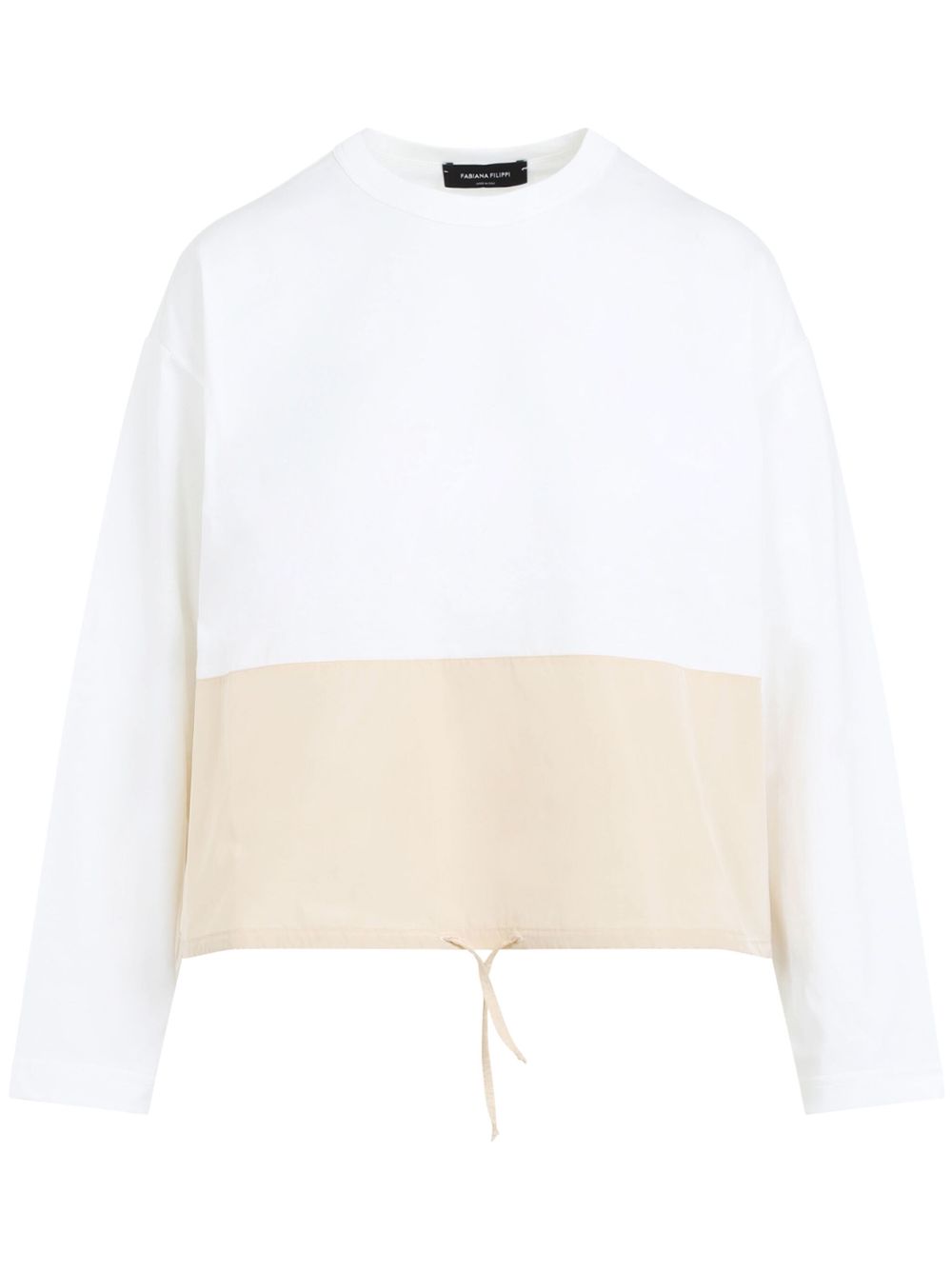 Drawstring-hem cotton jumper - White