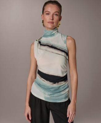 Womens Sleeveless Mock Neck Top