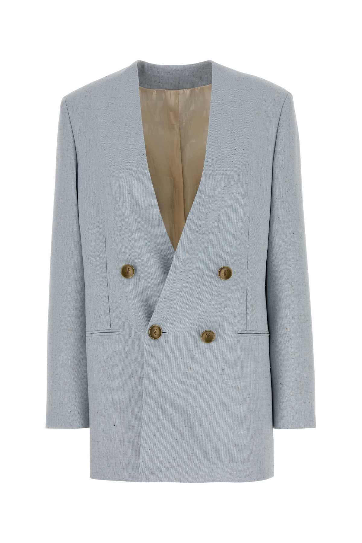 Jersey Double-Breasted Blazer — Blue