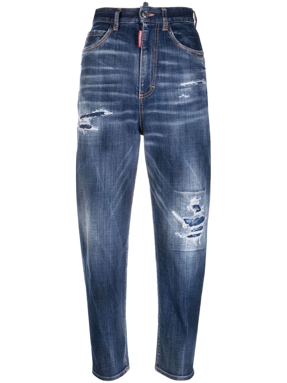 Distressed cropped jeans - Blue
