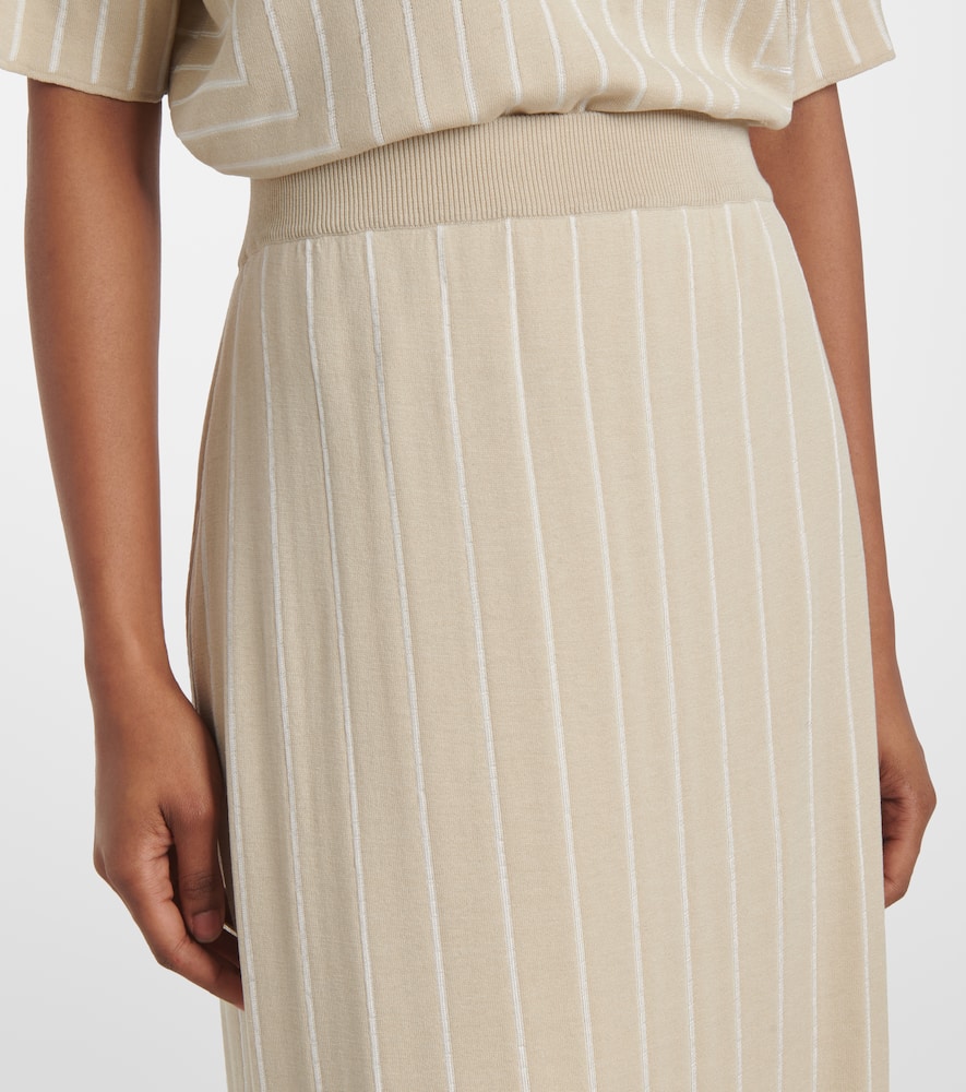 Striped cotton and silk maxi skirt