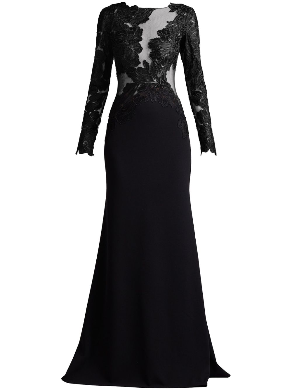 Sheer-panelled gown - Black