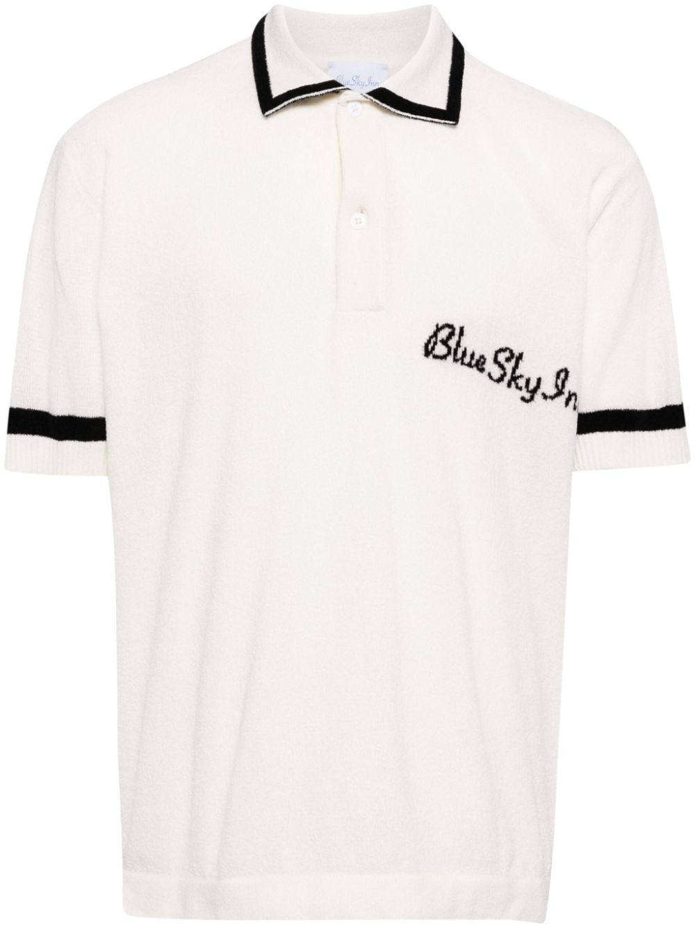 Logo-embroidered knitted polo shirt - White