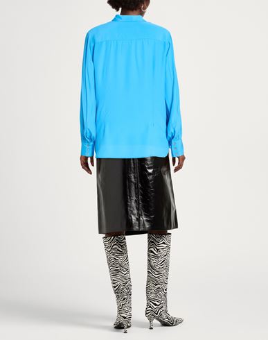 Woman Shirt Azure Size 10 Acetate, Silk