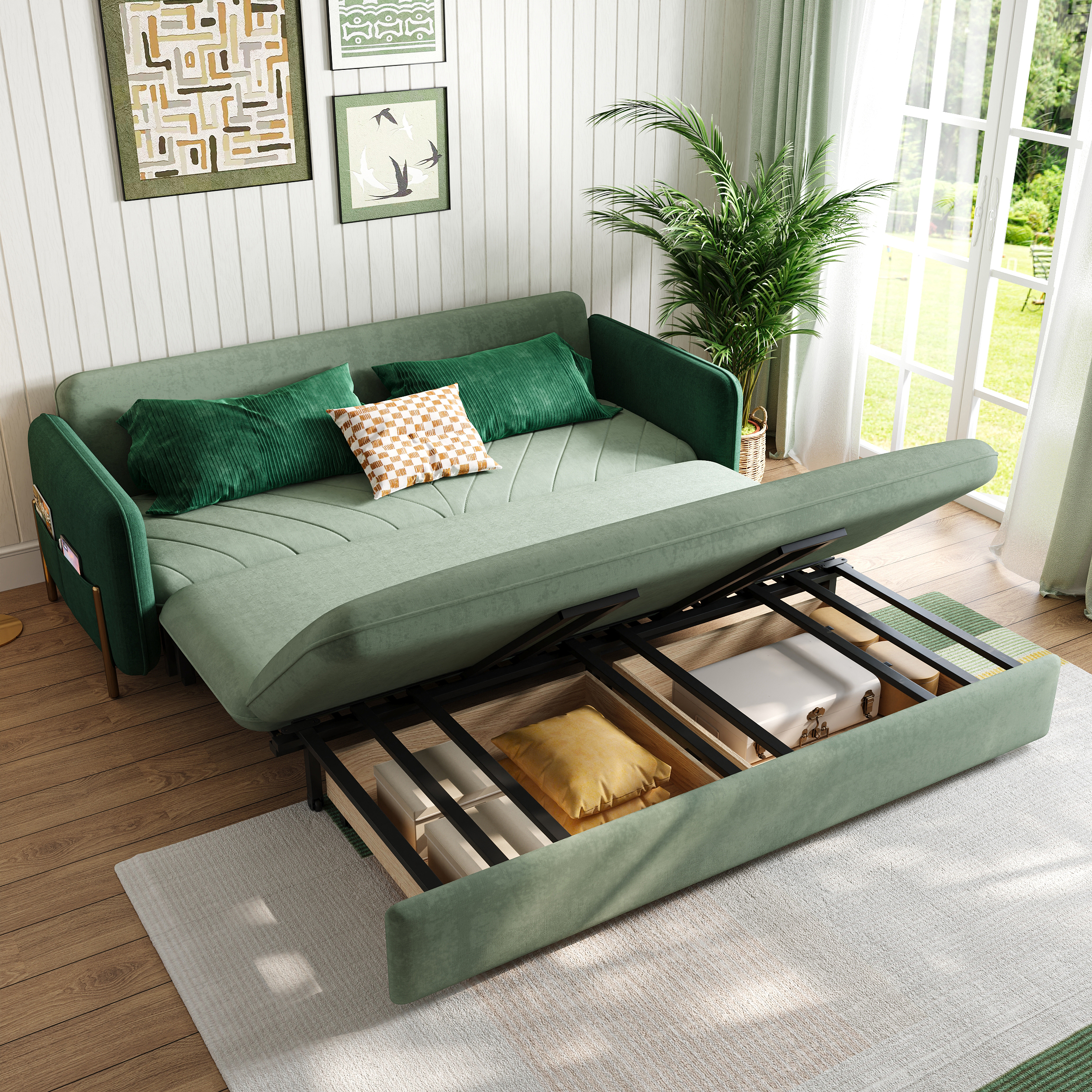 Daybed with Trundle & Storage King Size Pull Out Sleeper Sofa