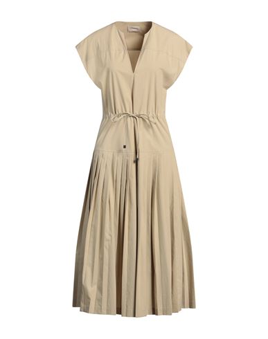 Woman Midi dress Beige Size 2 Cotton, Elastane
