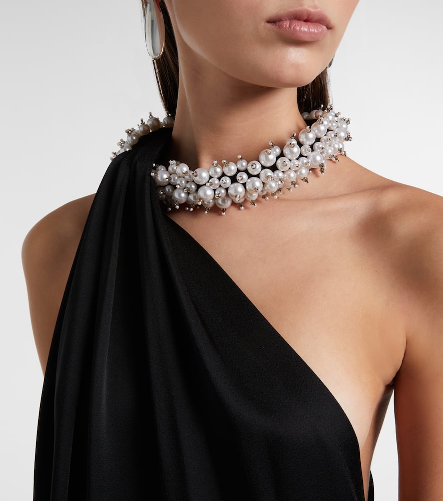 Embellished satin minidress
