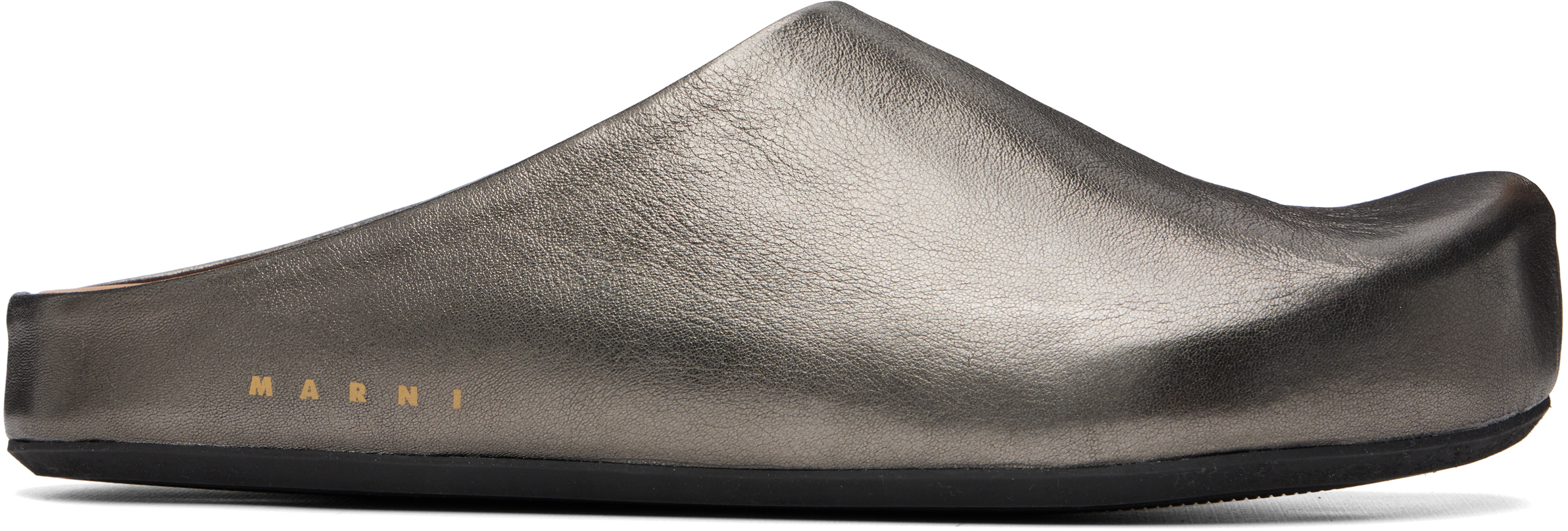 Gunmetal Fussbett Sabot Slip-on Loafers