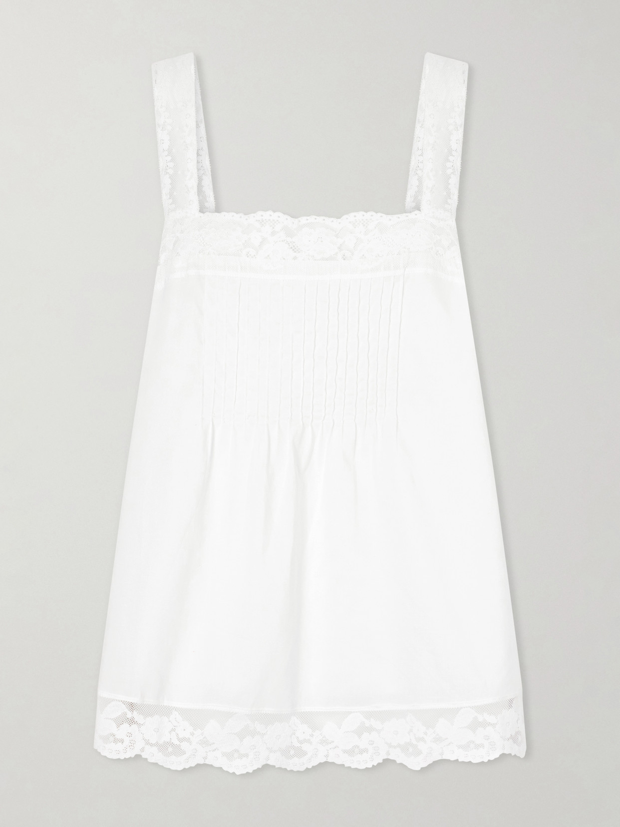 Cristina Lace-trimmed Cotton Top - White