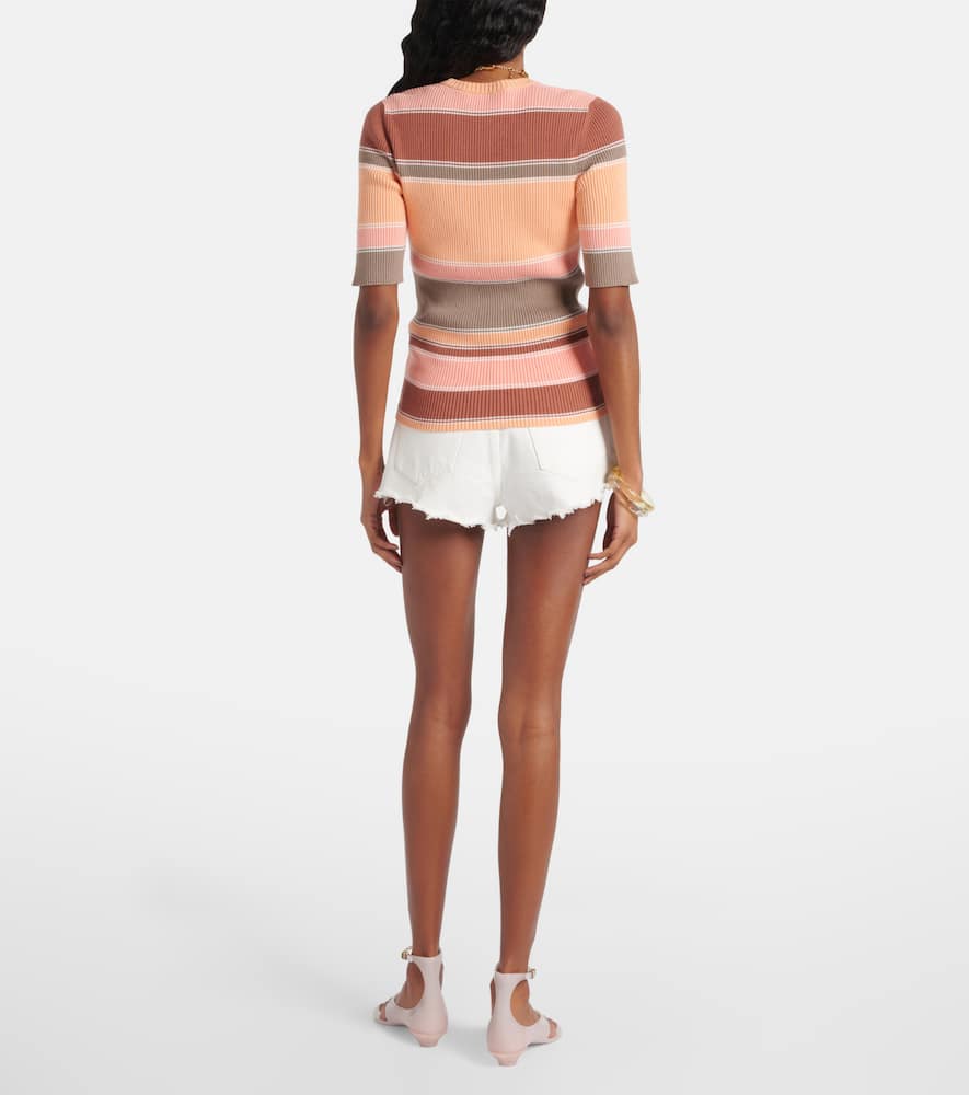 Chloé Striped ribbed-knit cotton top