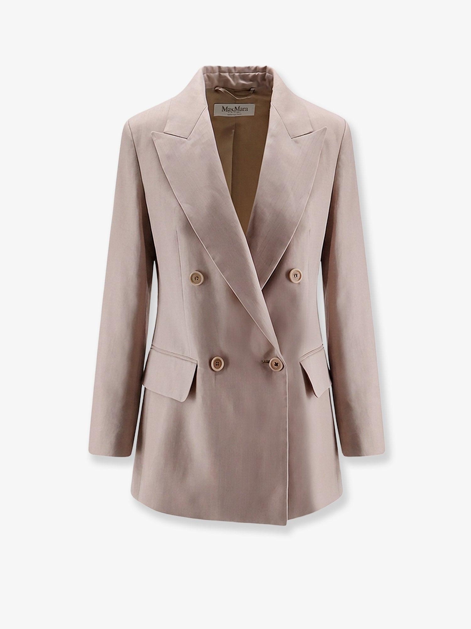 Double-Breasted Silk Blazer — Pink