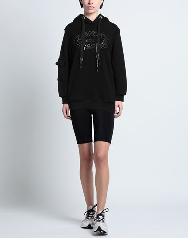 M. c.u. Marco Cassese Union Woman Sweatshirt Black Size XS Cotton, Swarovski Crystal