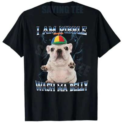 I Am Pibble Dog Puppy Wash Clean My Belly Funny Meme T-Shirt Y2k Pibble Gag Dog Lover Joke Saying Tee Novelty Gift Graphic Top