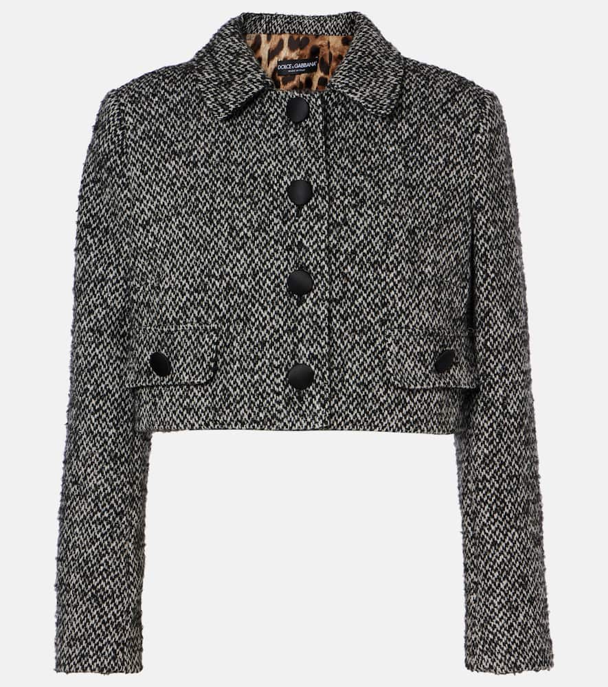 Cropped wool-blend tweed jacket
