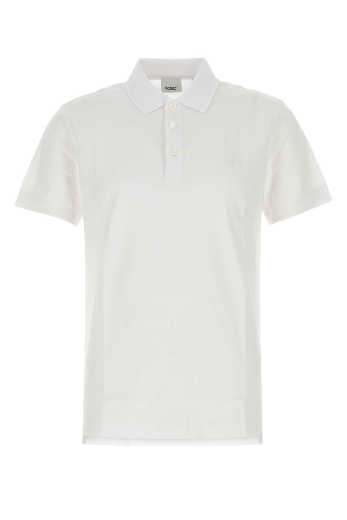 White Piquet Cotton Polo Shirt — White