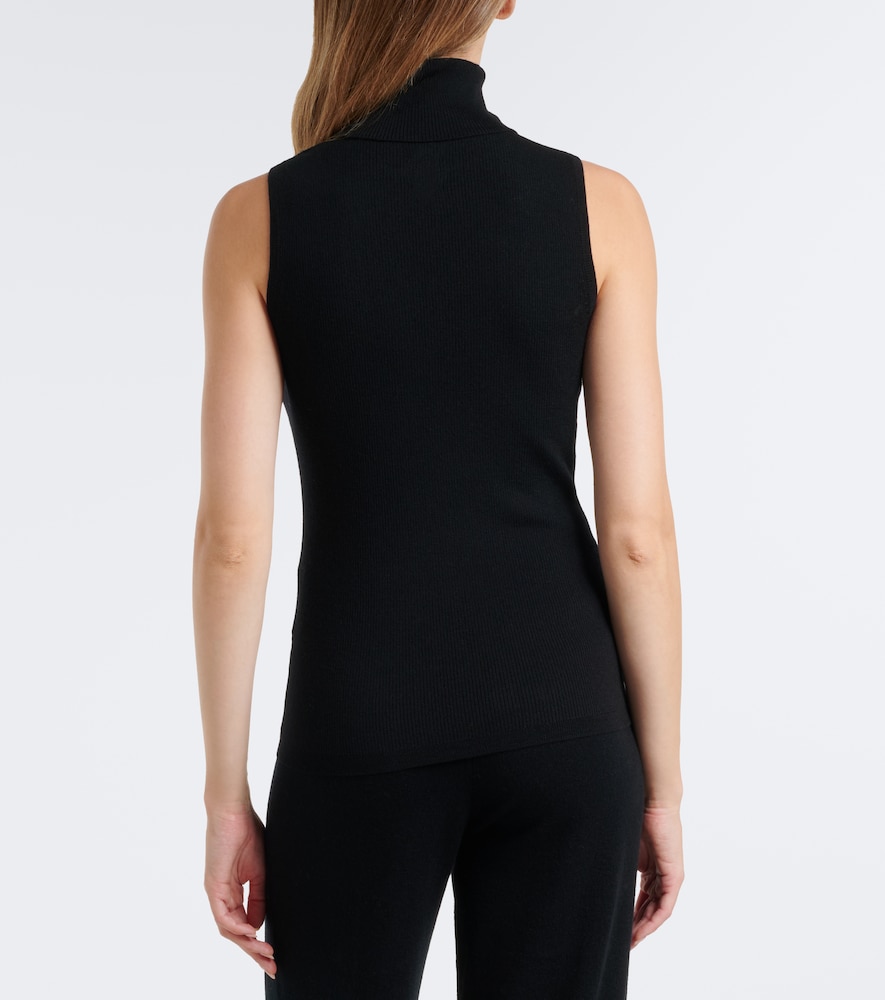 Ribbed-knit virgin wool turtleneck top