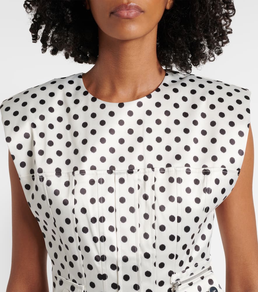 Polka-dot satin corset dress