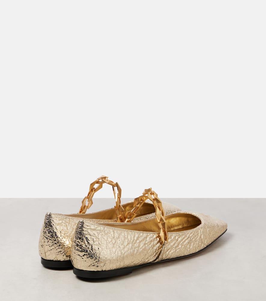 Diamond Tilda metallic leather ballet flats