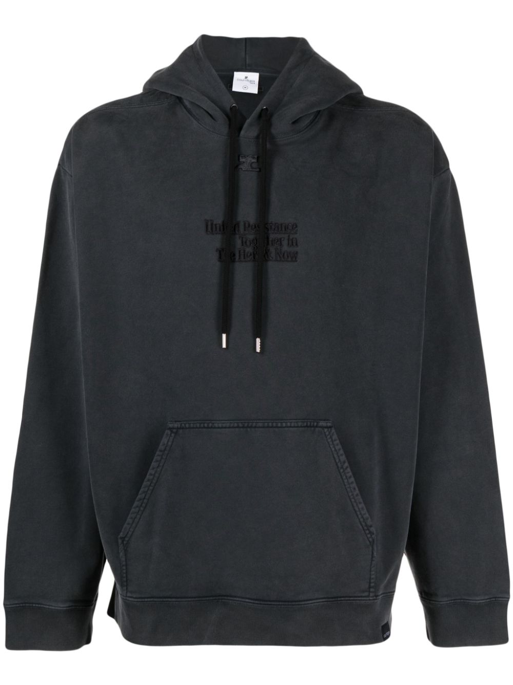 Logo-patch cotton hoodie - Grey