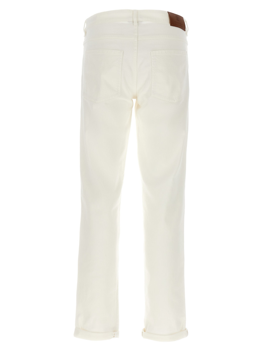 Brunello Cucinelli logo-patch trousers - White