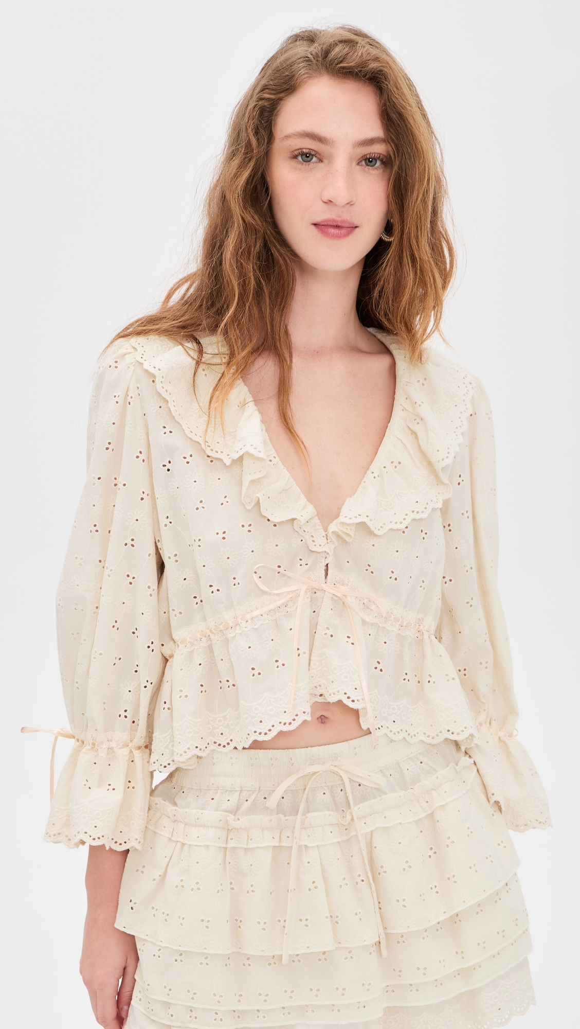 Sophia Ruffle Top Beige