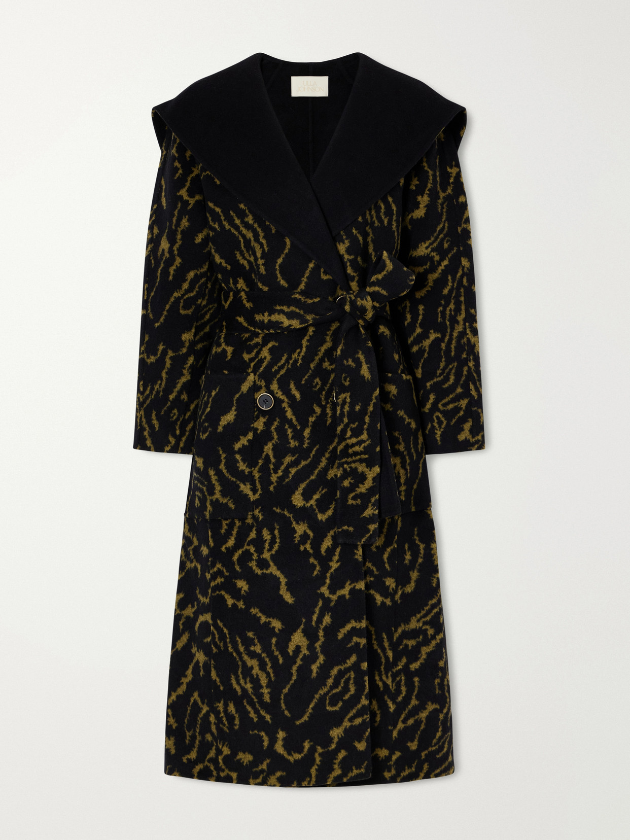 Rory Double-breasted Belted Jacquard-knit Wool And Cashmere-blend Coat