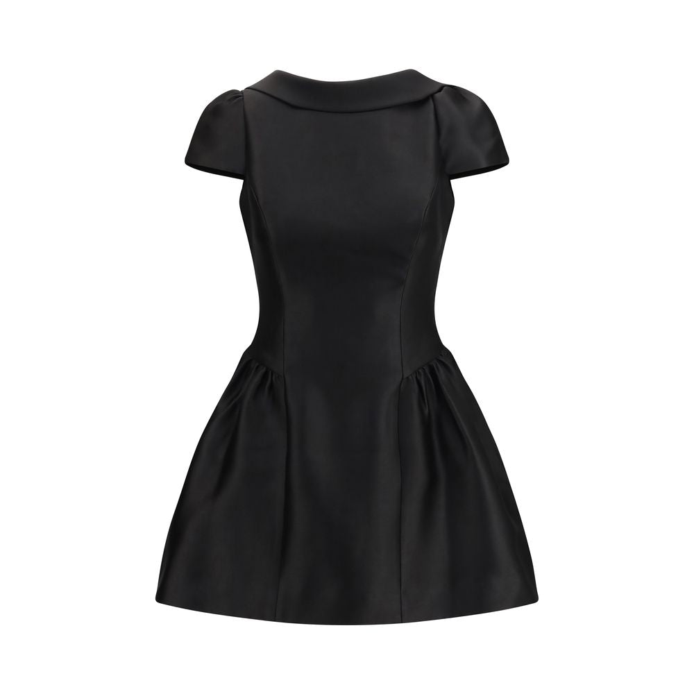 Taffeta Boat Neck Dress — Black