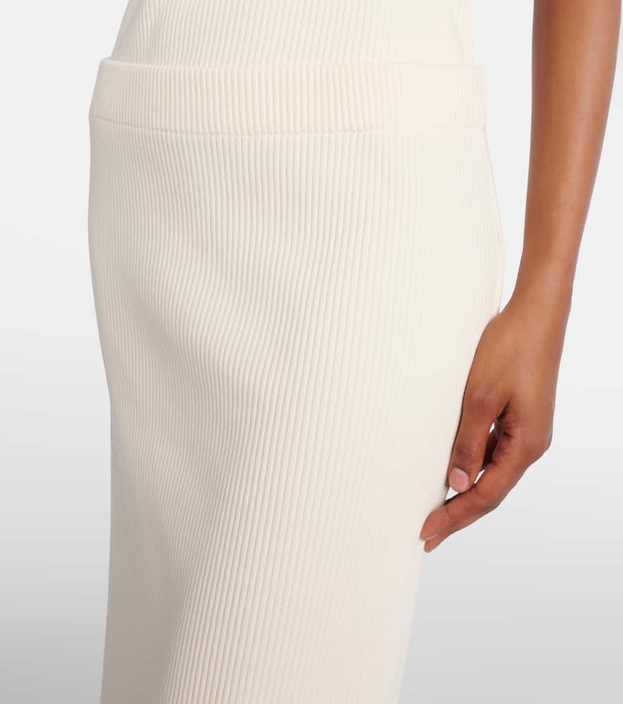 Ribbed-knit cotton-blend midi skirt