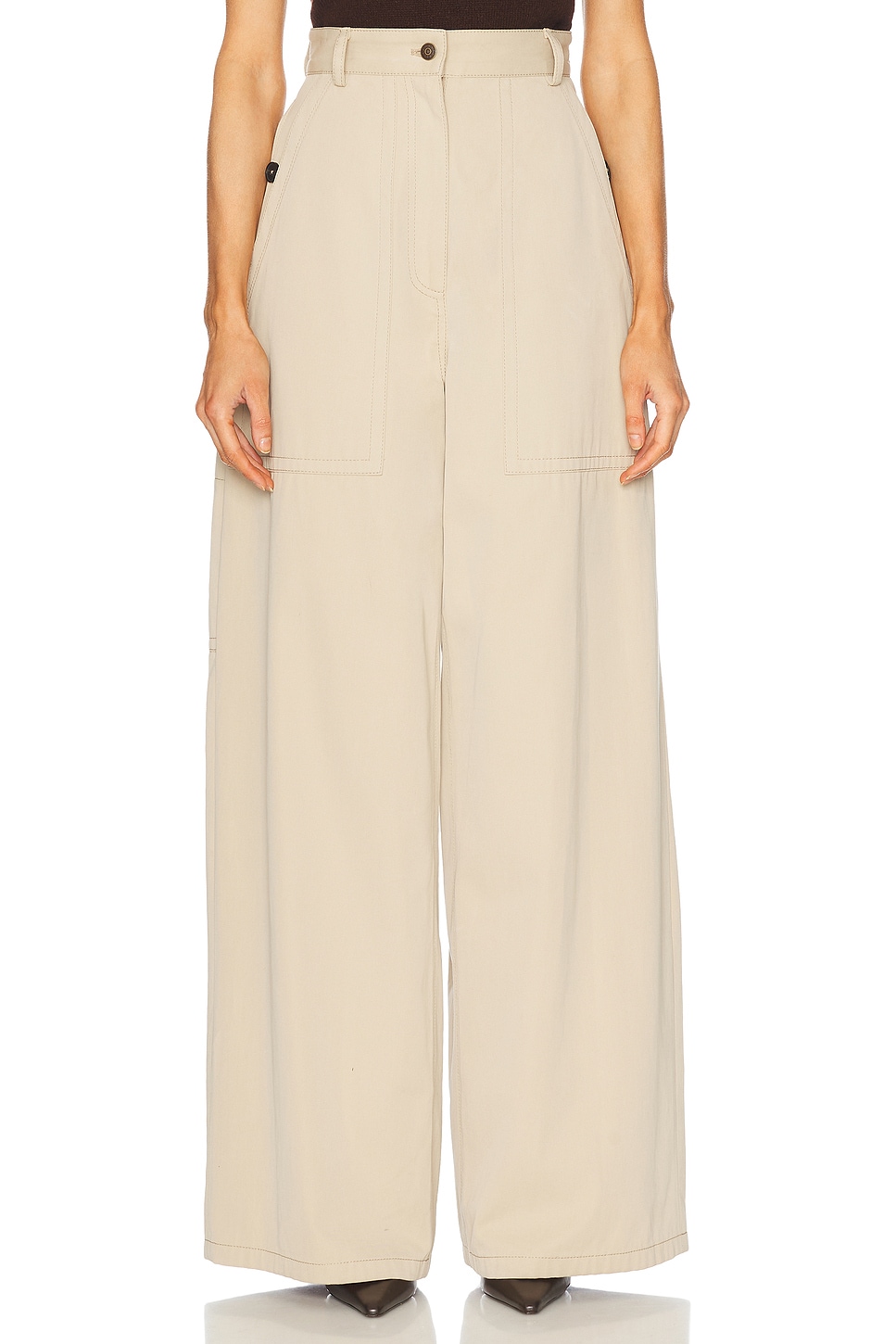 Adam Lippes Jasper Pant in Khaki - Beige.  6 also in