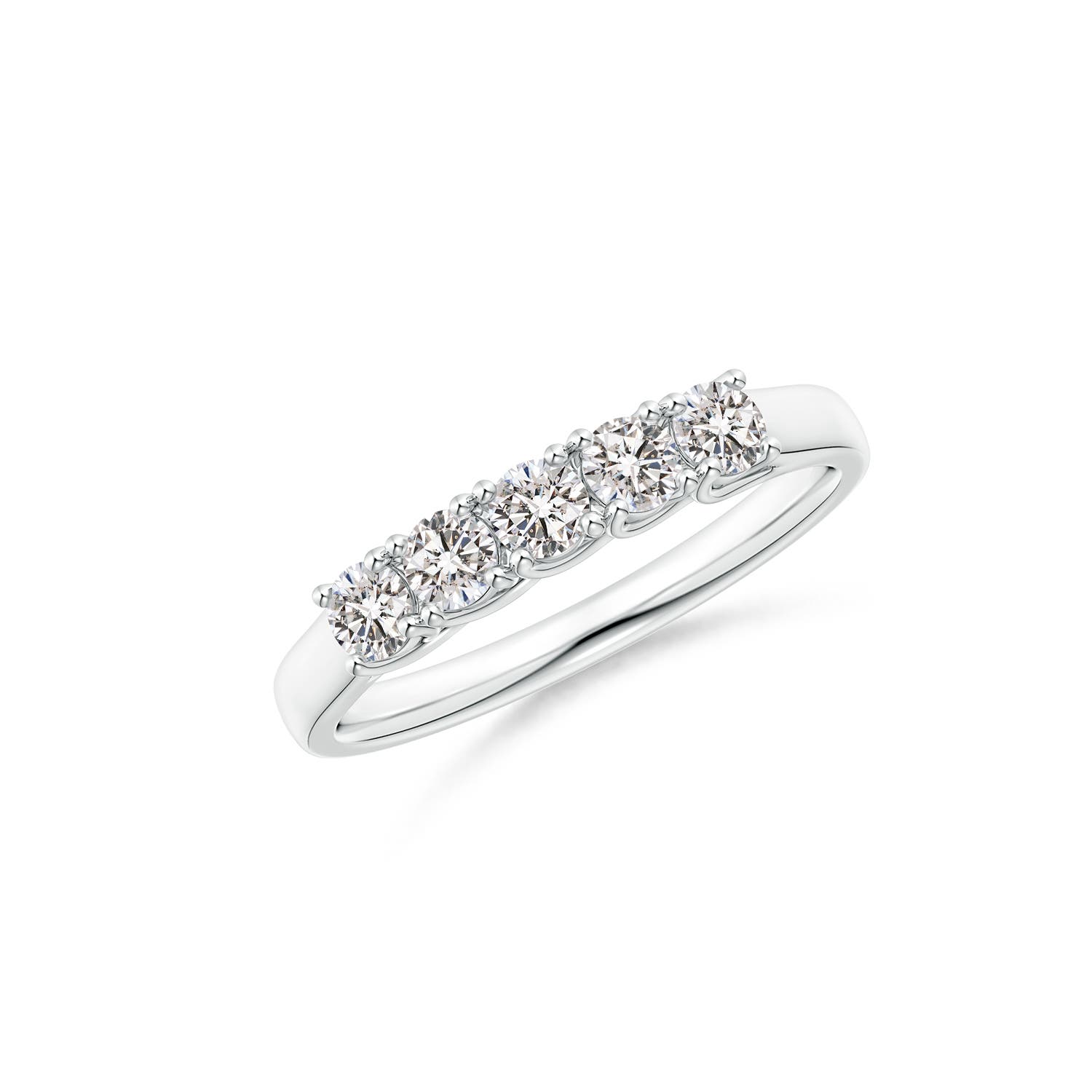 Angara 0.43 Carat Half Eternity Five Stone Diamond Wedding Band in 18K White Gold