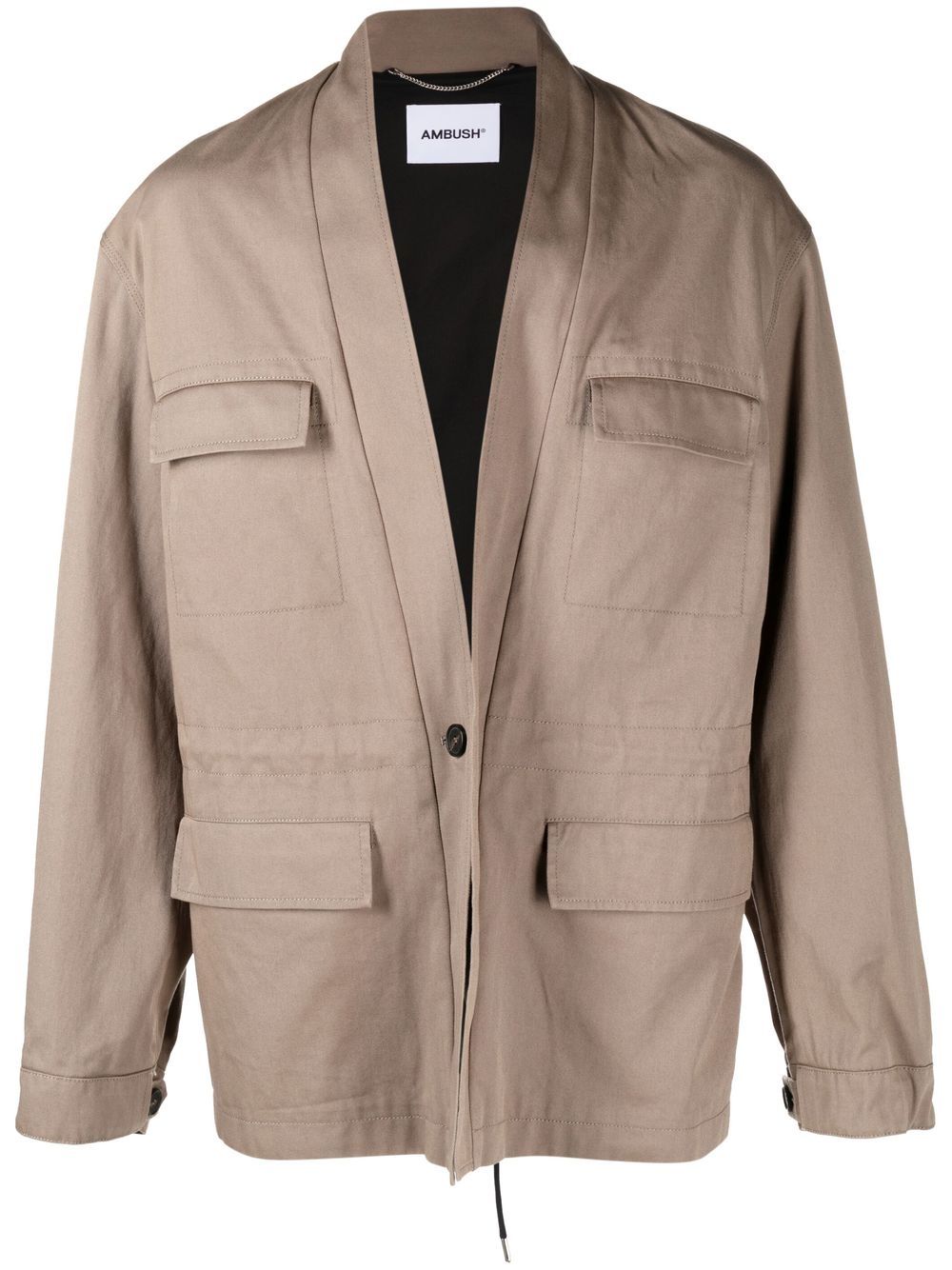 Drawstring V-neck jacket - Brown