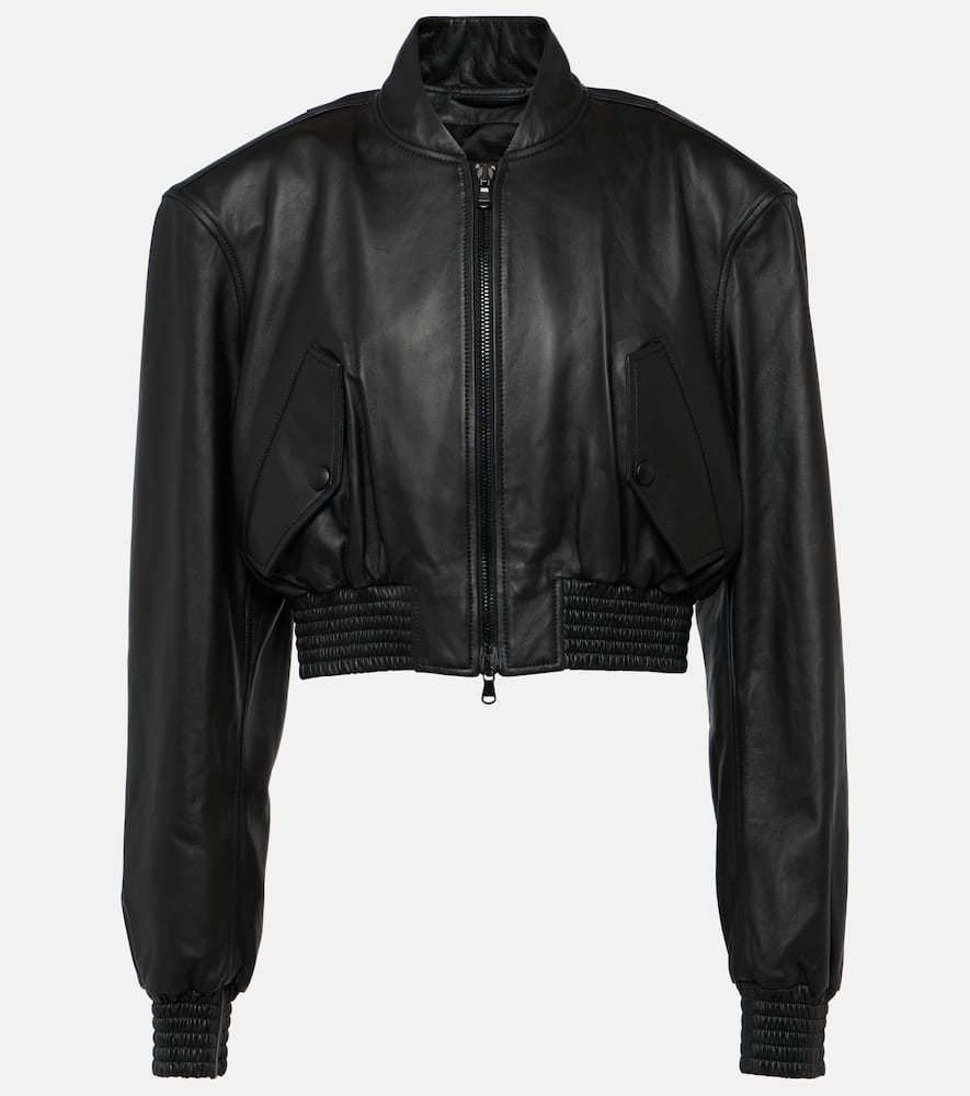 Wardrobe. NYC Cropped leather bomber jacket