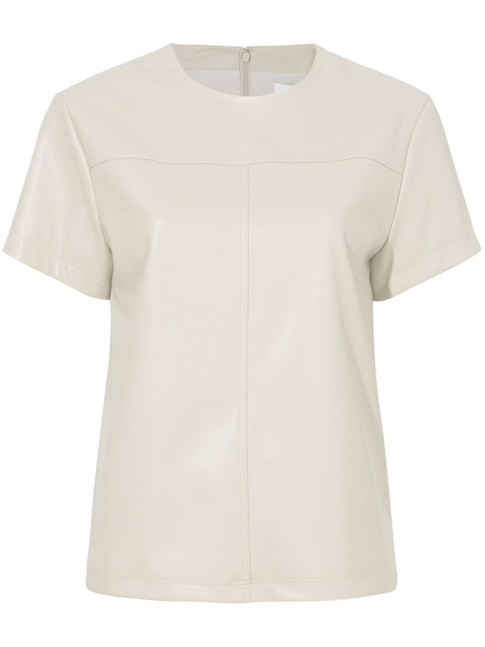 Tessa faux-leather T-shirt - Neutrals