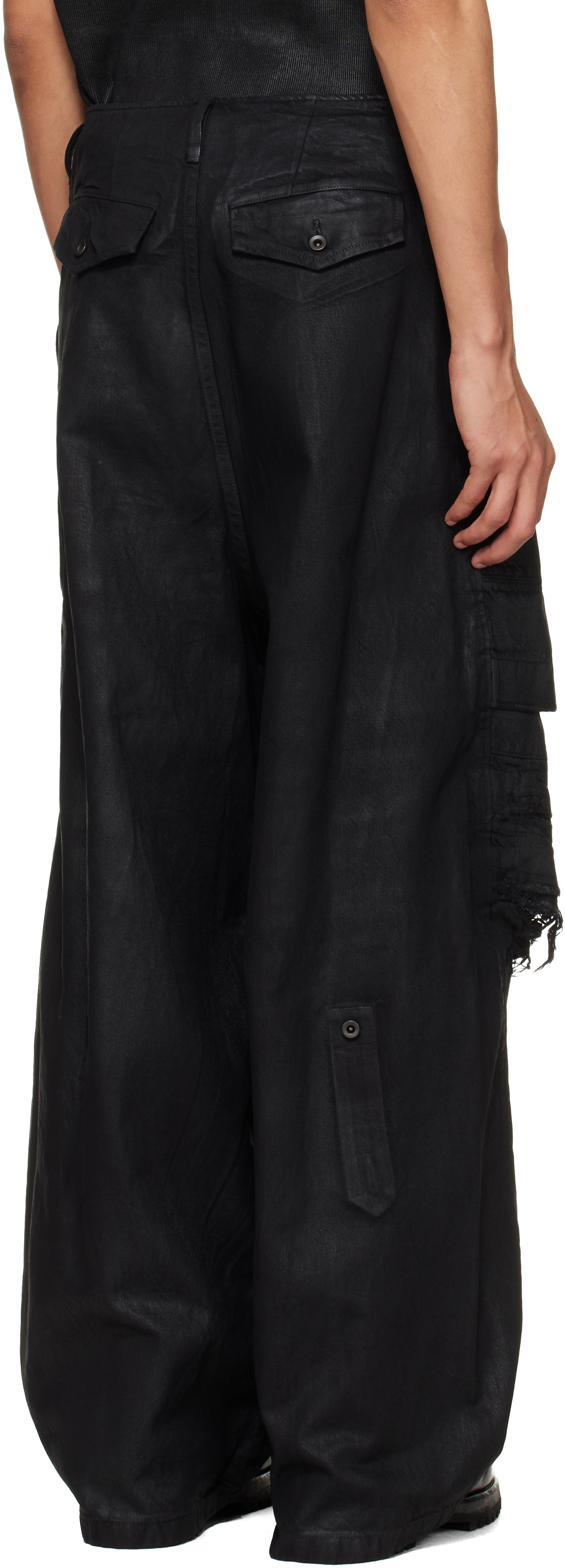 Black Coated Destroy Baggy Jeans