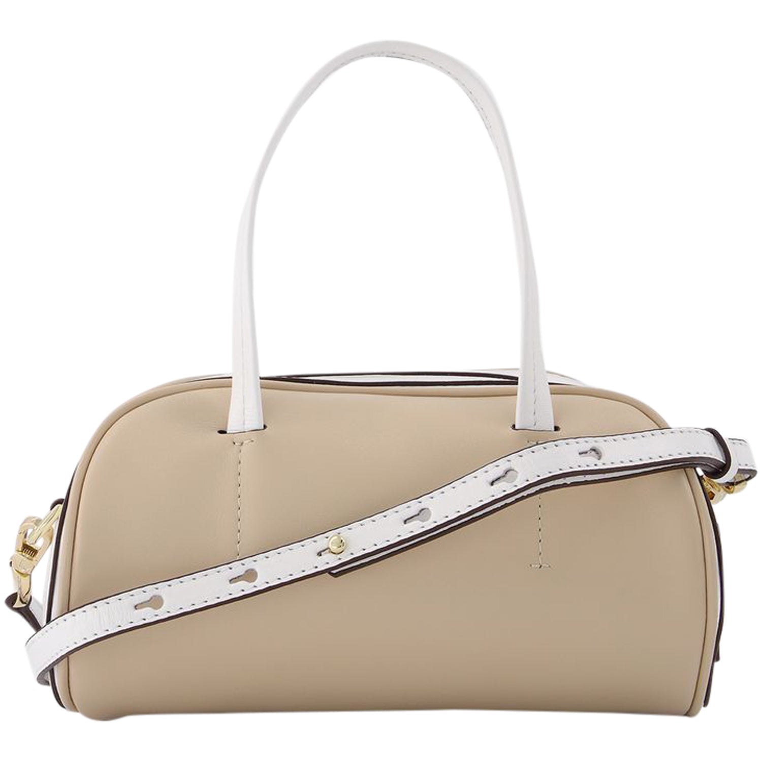 Hourglass Bag in Ivory and White Leather