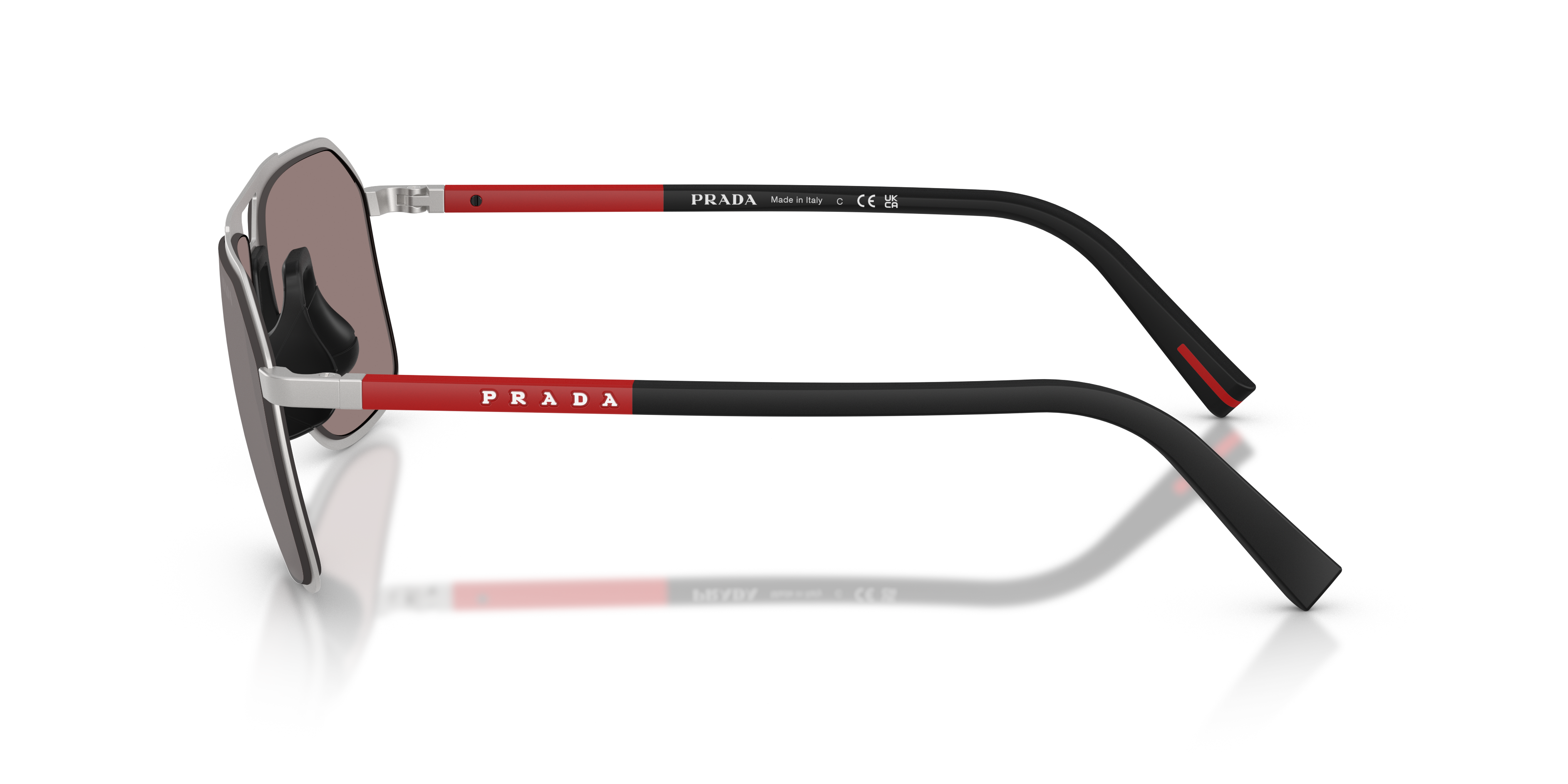 Prada Linea Rossa Man Prada Linea Rossa PS B51S 18X80I Sunglasses Metal Silver Silver Pilot Normal Mirrored