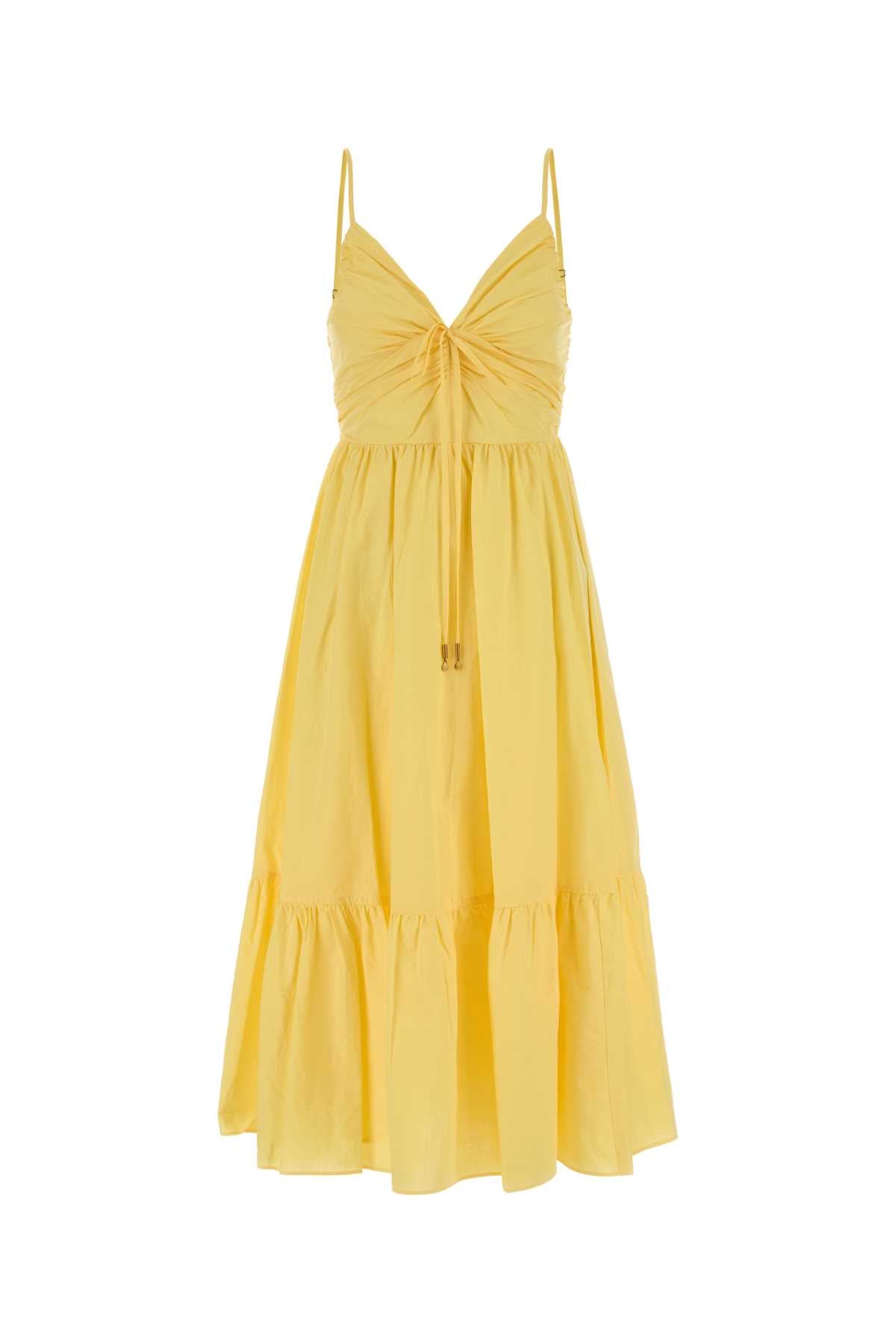 Tie-Front Cotton Dress — Yellow