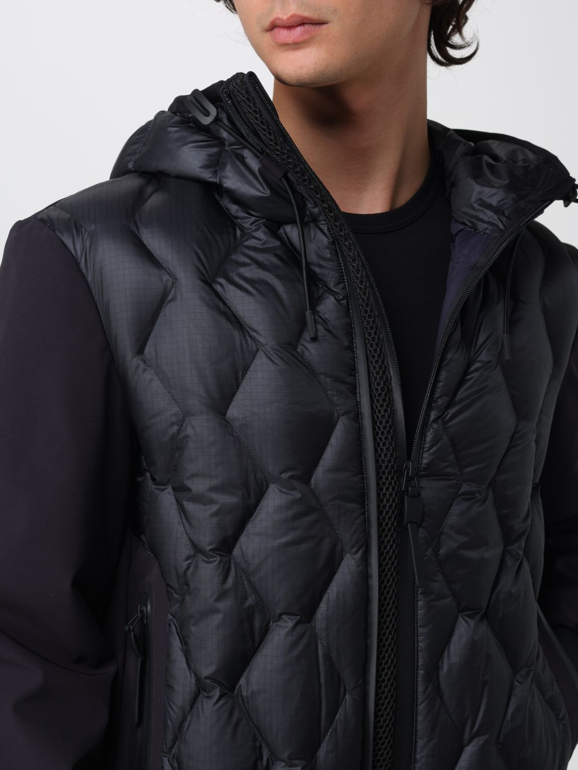 Padded-panel hooded jacket - Black