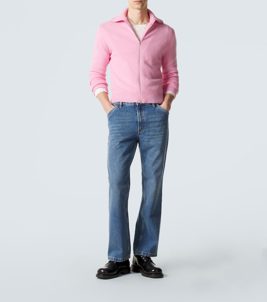 Wool-blend zip-up sweater