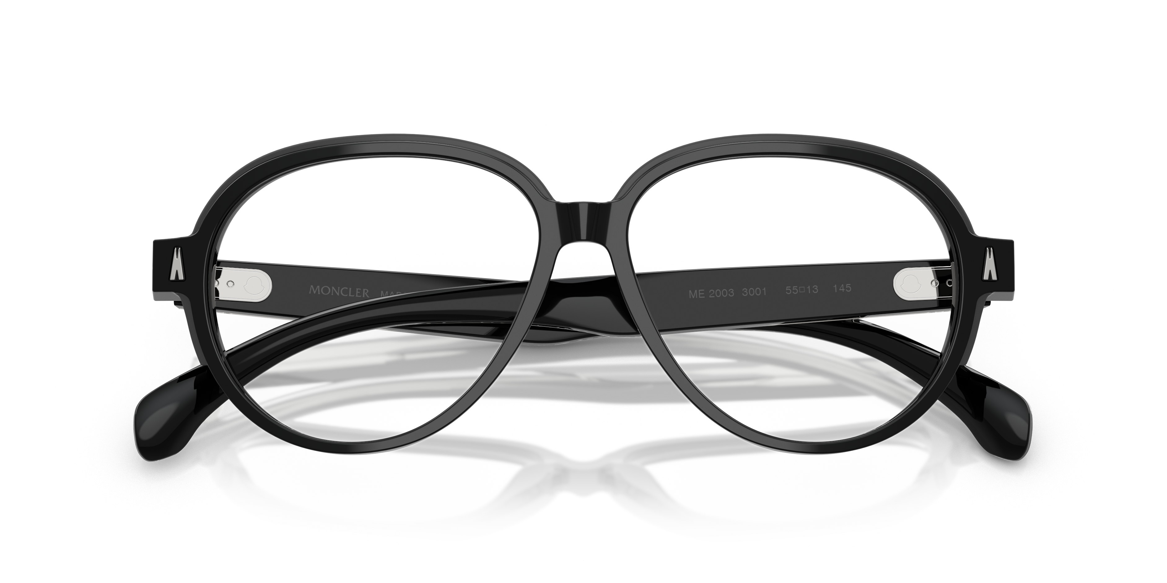 Moncler Unisex Moncler ME2003 3001 Optical frames Acetate Black Transparent Pilot Norma