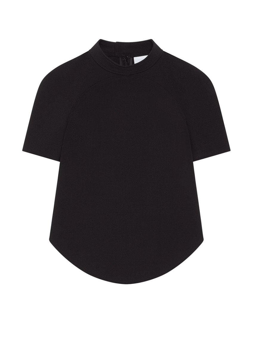 Black Solid Mock Collar Top