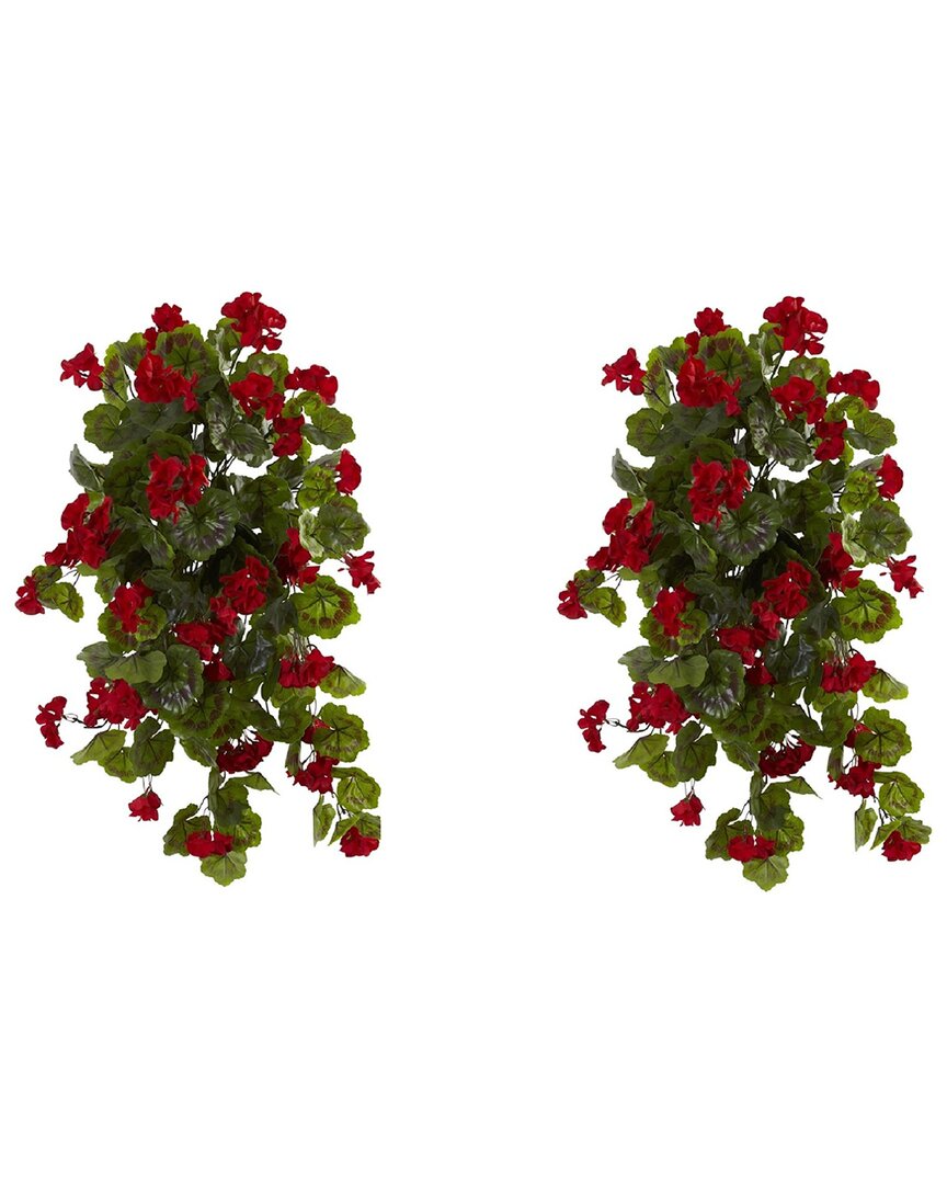 Set of 2 Indoor/Outdoor UV-Resistant Geranium Artificial Hanging Plants