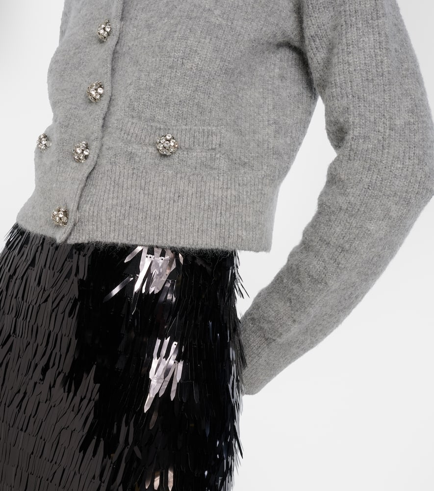 Embellished lace-trimmed cardigan